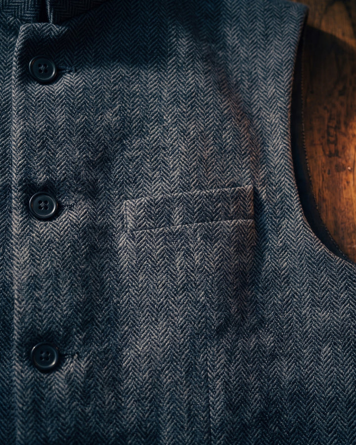Rodolfo Herringbone Nehru Waistcoat