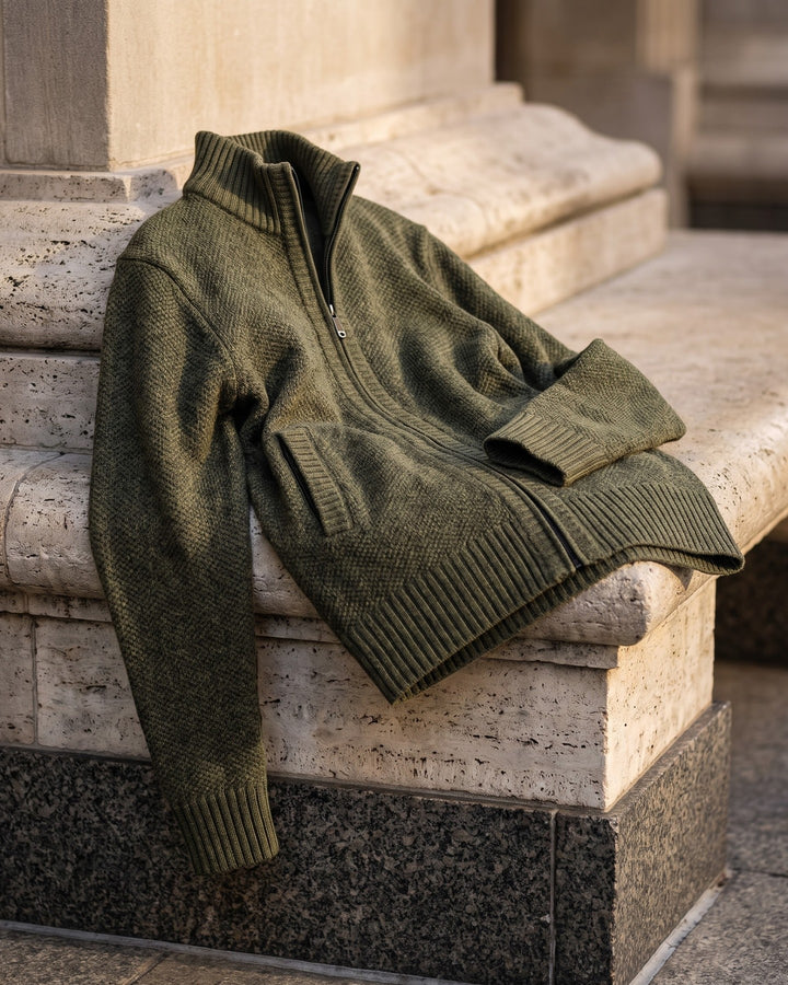 Giulio Cotton Blend Zip-Up Cardigan