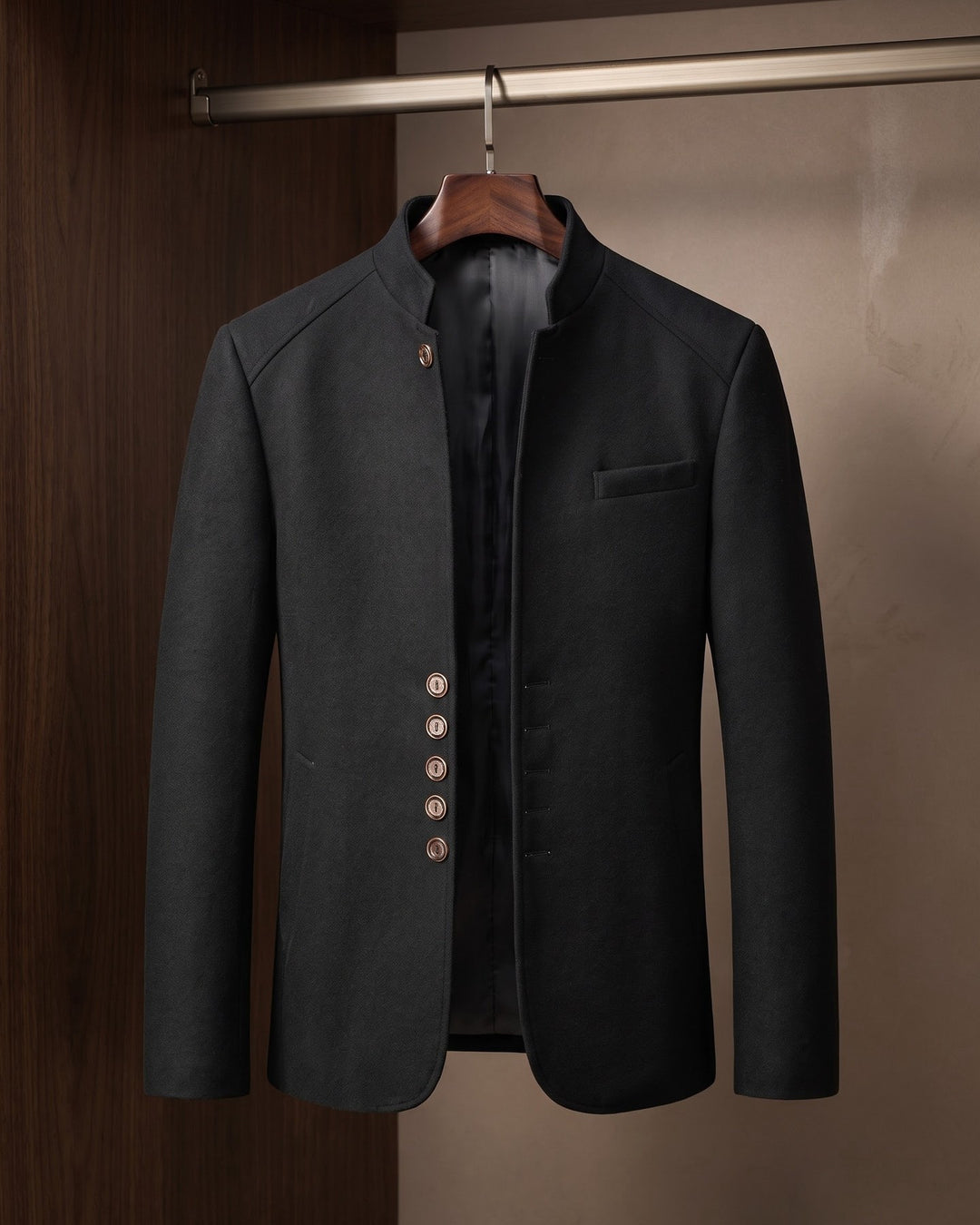 Valerio Wool Mandarin Collar Blazer