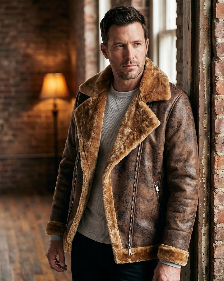Antonio Faux Leather Shearling Jacket