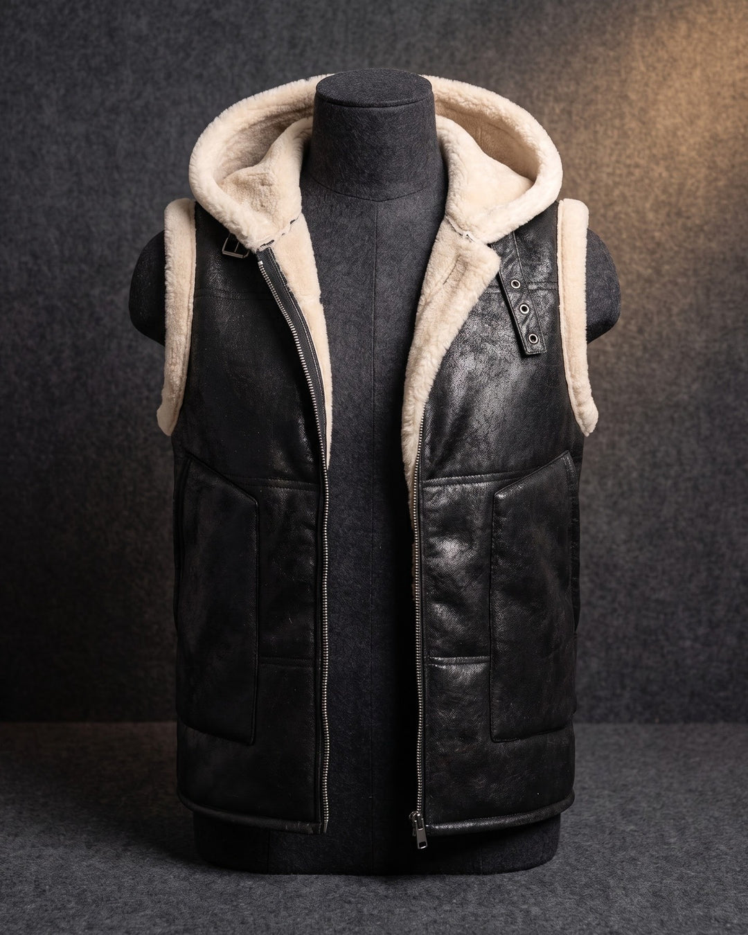 Leandro Faux Leather Sherpa Vest