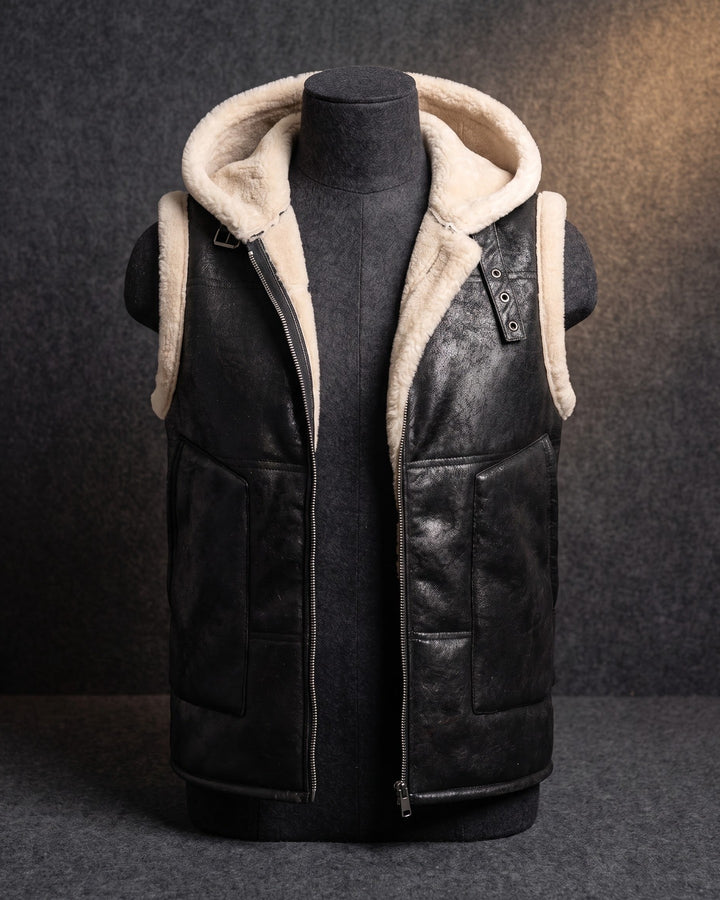 Leandro Faux Leather Sherpa Vest