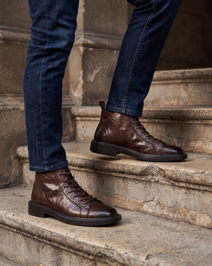Rocco Faux Leather Ankle Boots