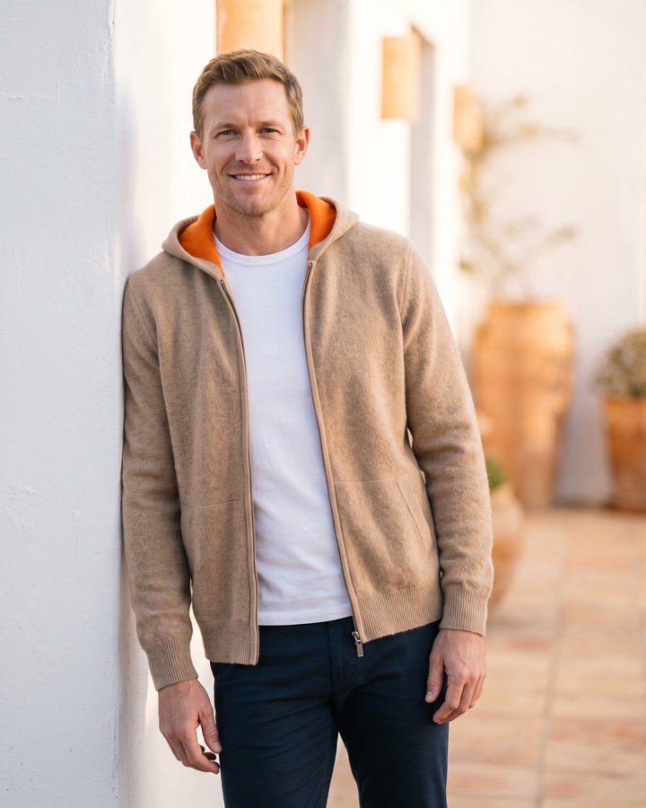 Vincenzo Reversible Cashmere Zip Hoodie