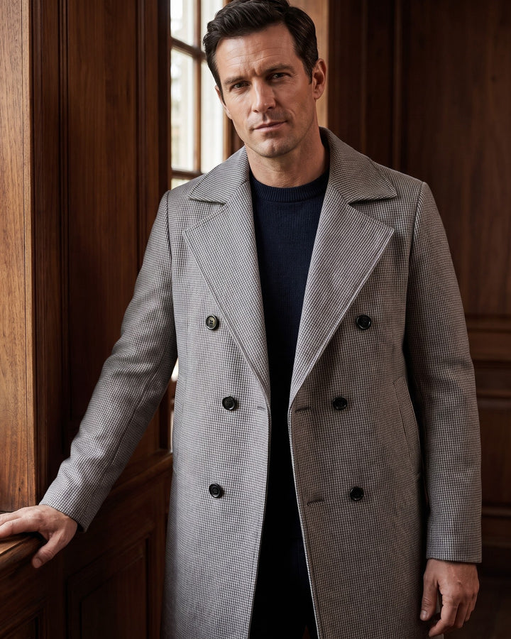 Mauro Houndstooth Overcoat