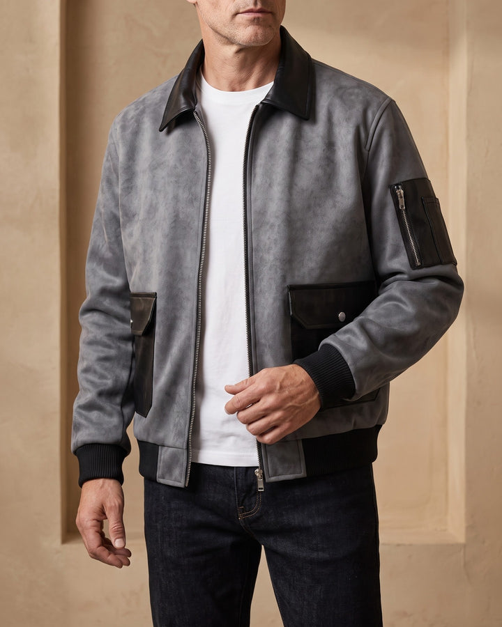 Moreno Suede-Look Bomber Jacket