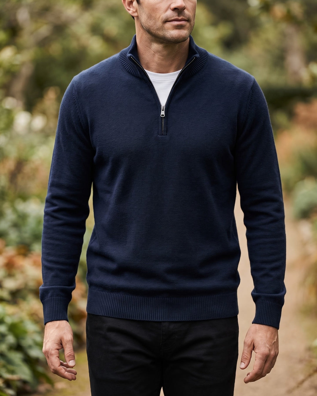 Silvano Cotton Quarter-Zip Sweater