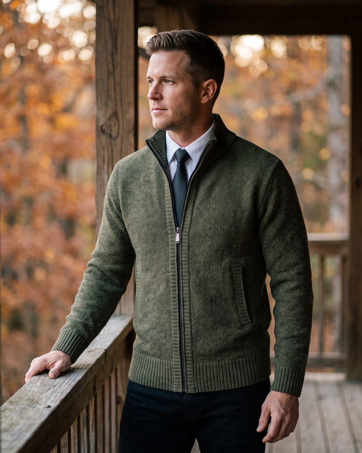 Giulio Cotton Blend Zip-Up Cardigan