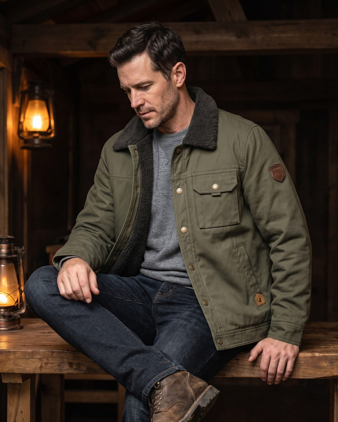 Ermanno Sherpa-Lined Canvas Jacket