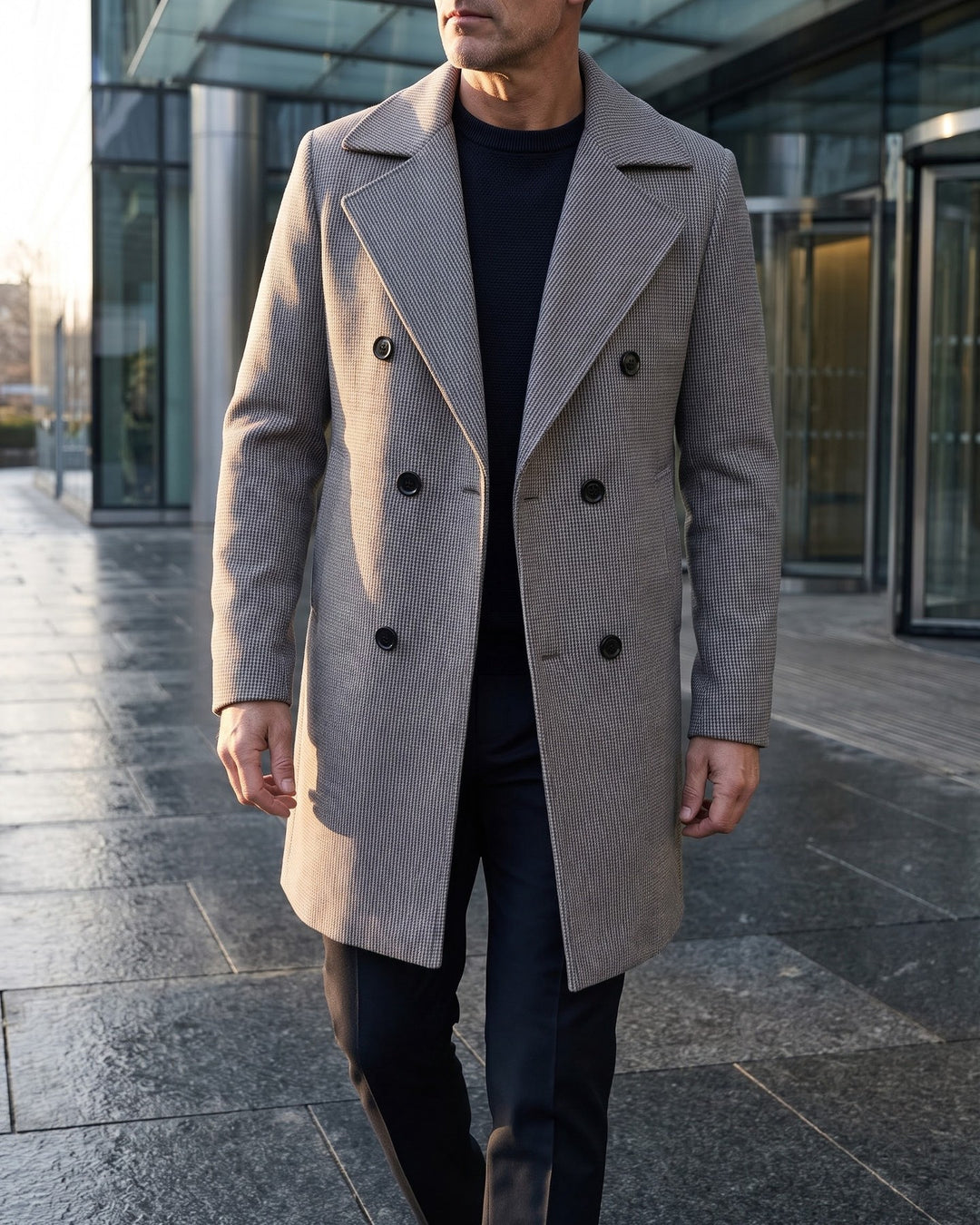Mauro Houndstooth Overcoat