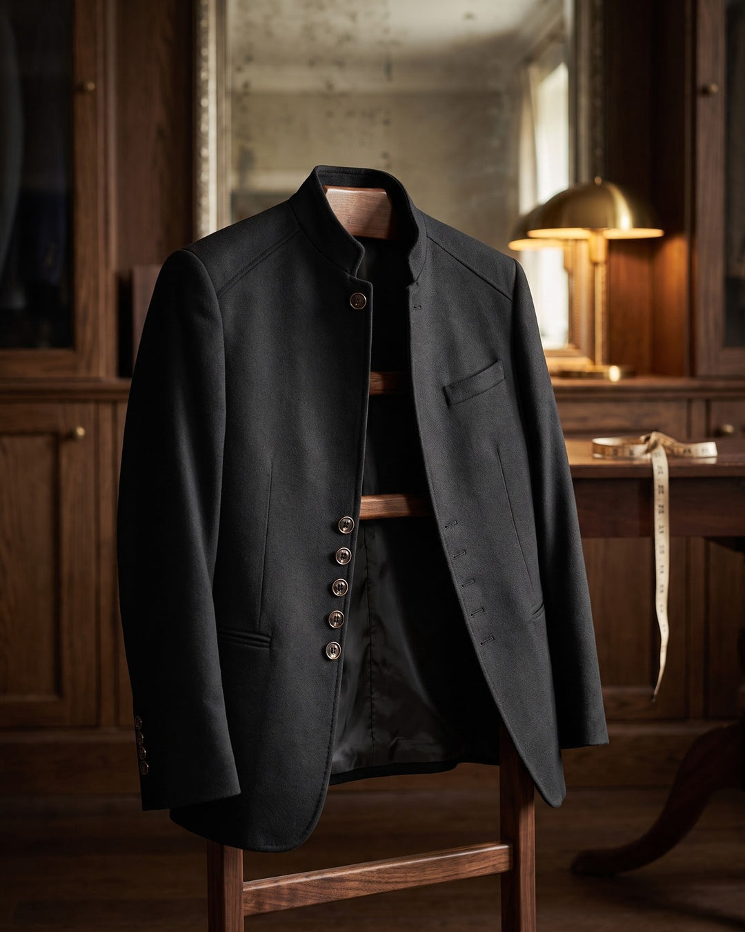 Valerio Wool Mandarin Collar Blazer