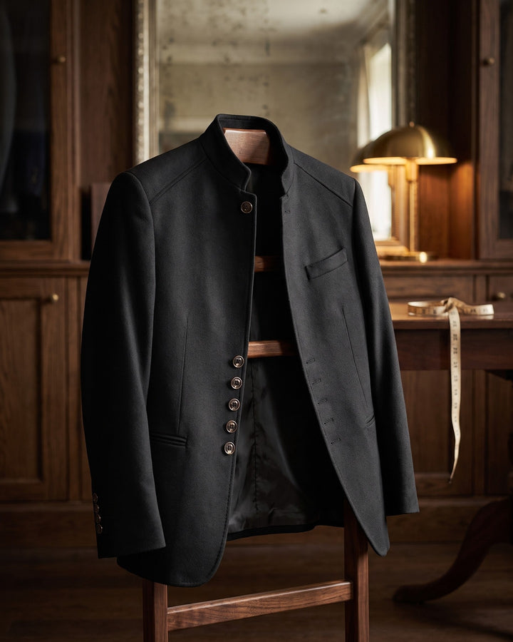 Valerio Wool Mandarin Collar Blazer
