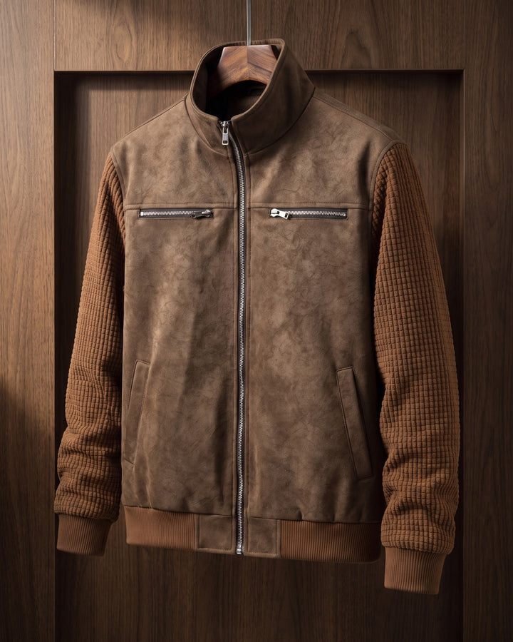 Augusto Suede-Finish Mixed-Material Jacket