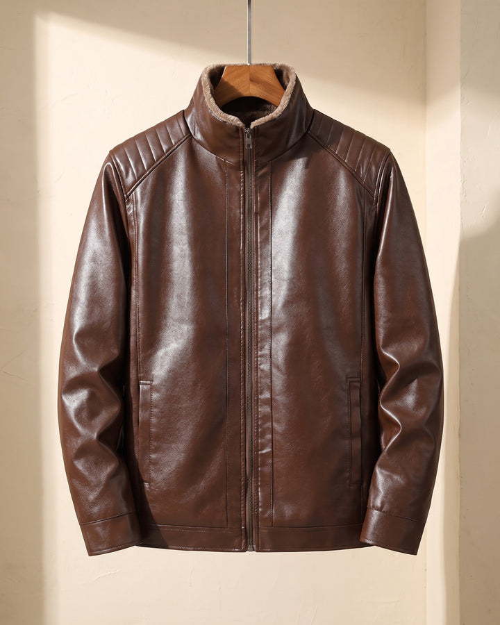 Hugo Faux Leather Shearling-Collar Jacket