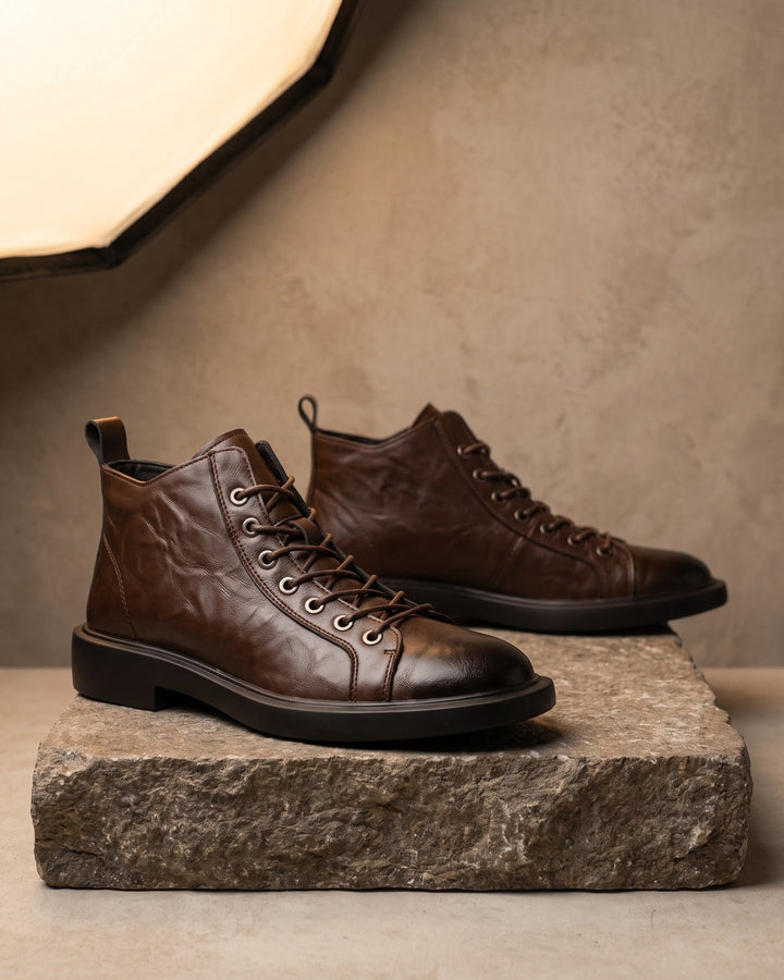Rocco Faux Leather Ankle Boots