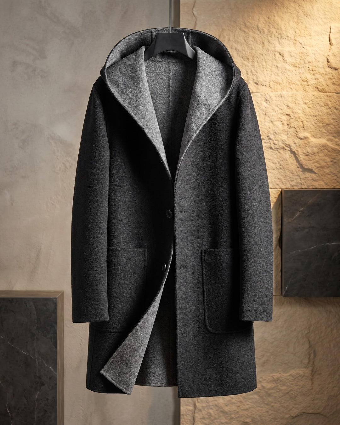 Edoardo Reversible Wool Hooded Coat