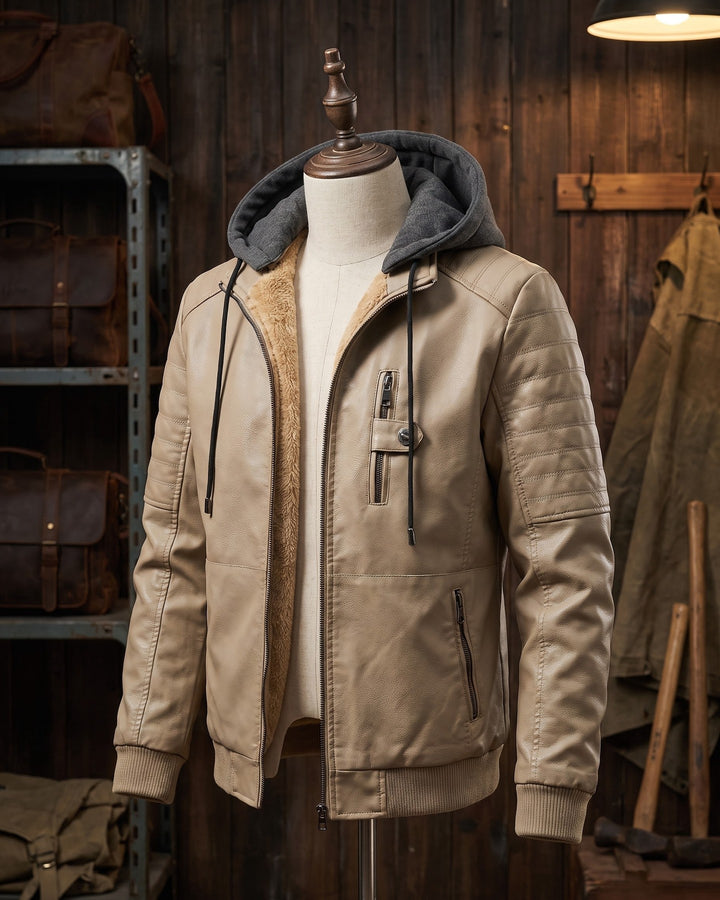 Eugenio Leather Hooded Jacket