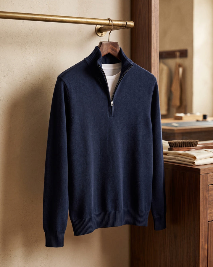 Silvano Cotton Quarter-Zip Sweater