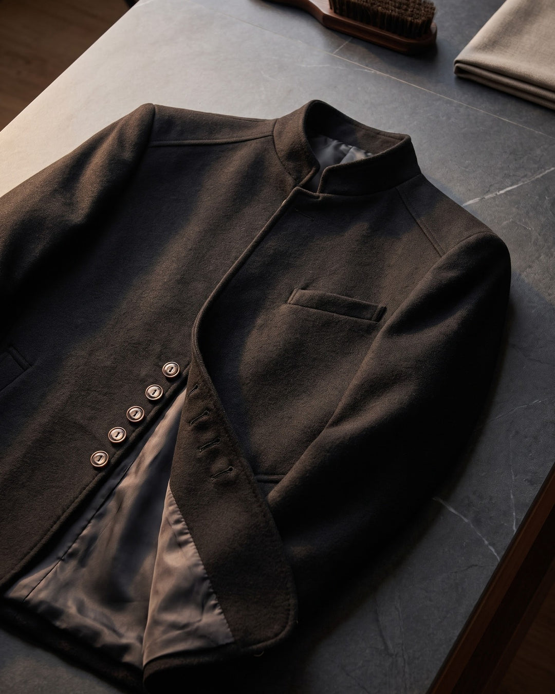 Valerio Wool Mandarin Collar Blazer