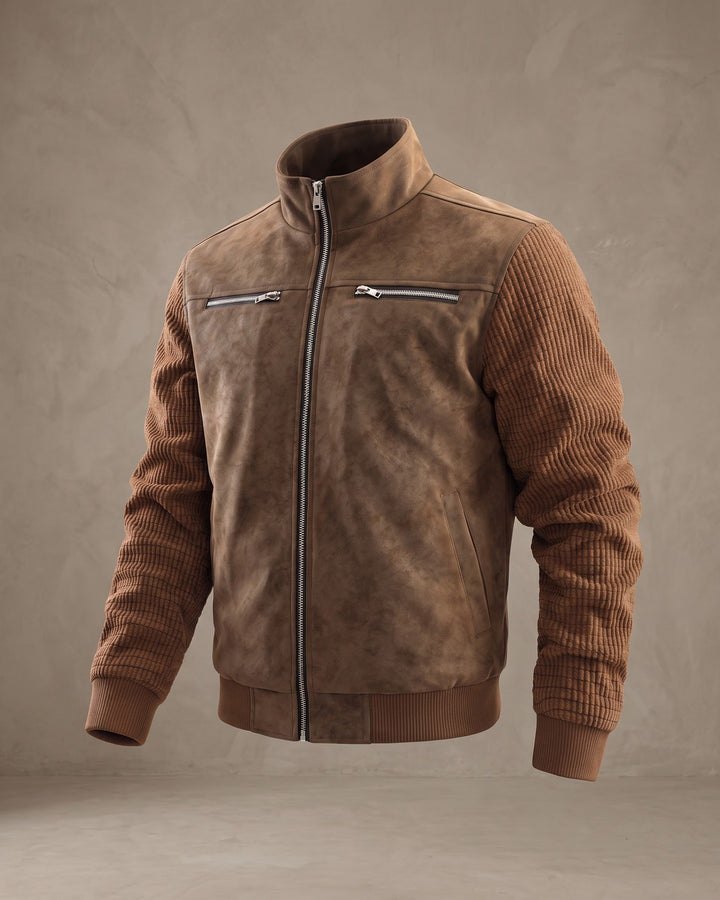 Augusto Suede-Finish Mixed-Material Jacket