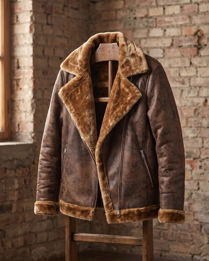 Antonio Faux Leather Shearling Jacket