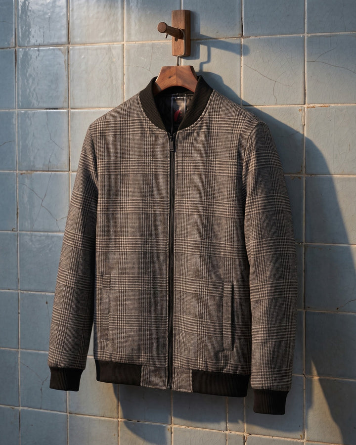 Fabian Glen Plaid Wool-Blend Bomber Jacket