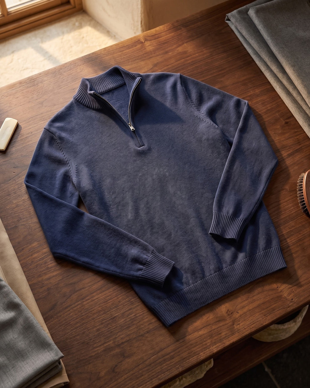 Silvano Cotton Quarter-Zip Sweater