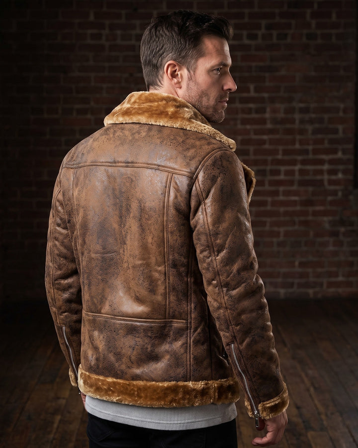 Antonio Faux Leather Shearling Jacket