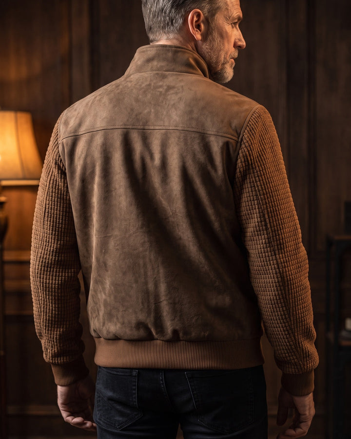 Augusto Suede-Finish Mixed-Material Jacket