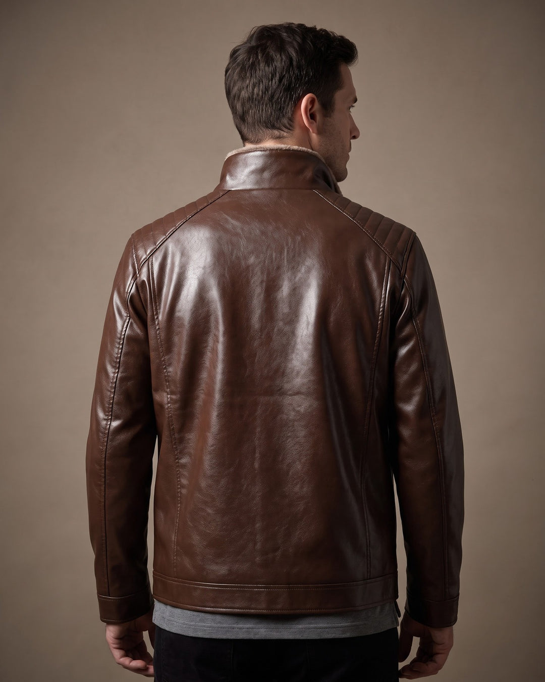 Hugo Faux Leather Shearling-Collar Jacket
