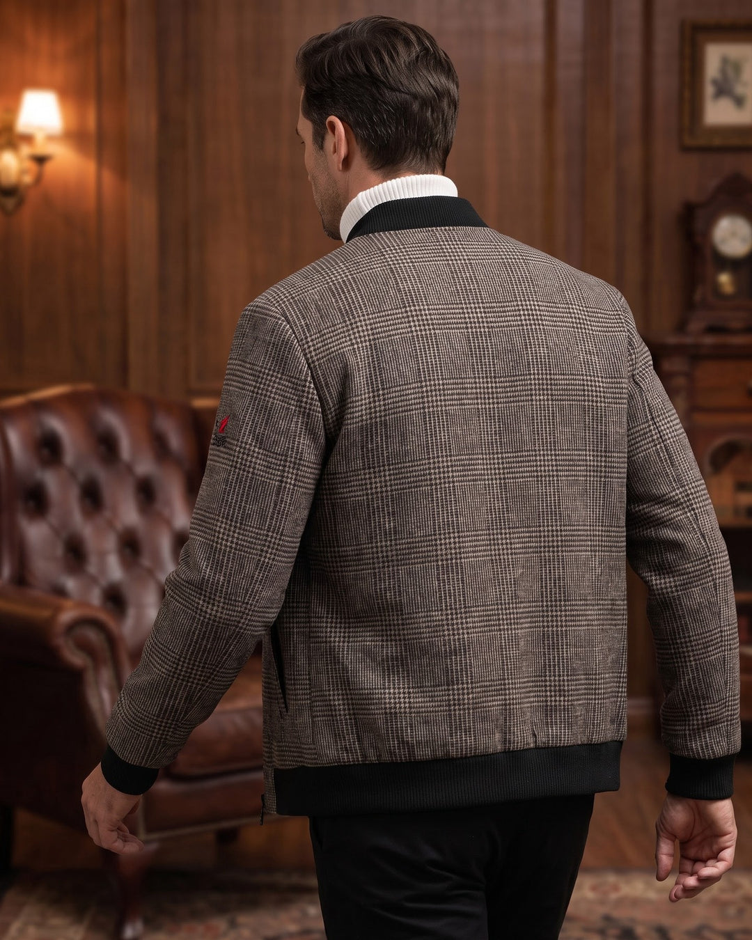 Fabian Glen Plaid Wool-Blend Bomber Jacket