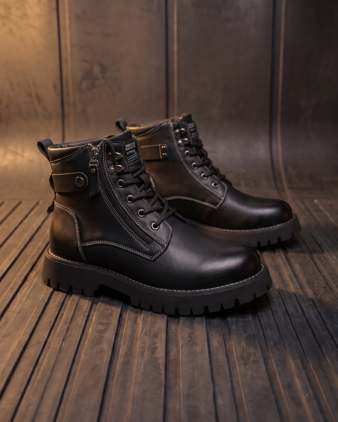Nico Faux Leather Combat Boots