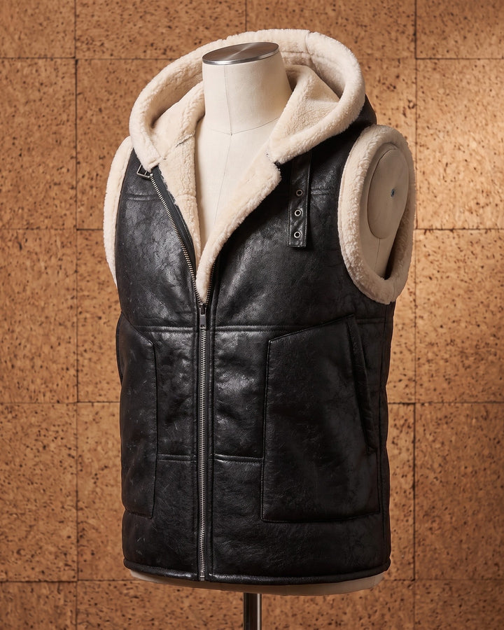 Leandro Faux Leather Sherpa Vest