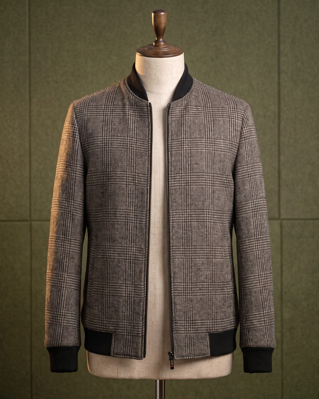 Fabian Glen Plaid Wool-Blend Bomber Jacket