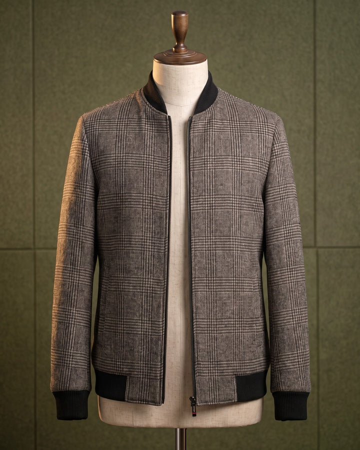 Fabian Glen Plaid Wool-Blend Bomber Jacket