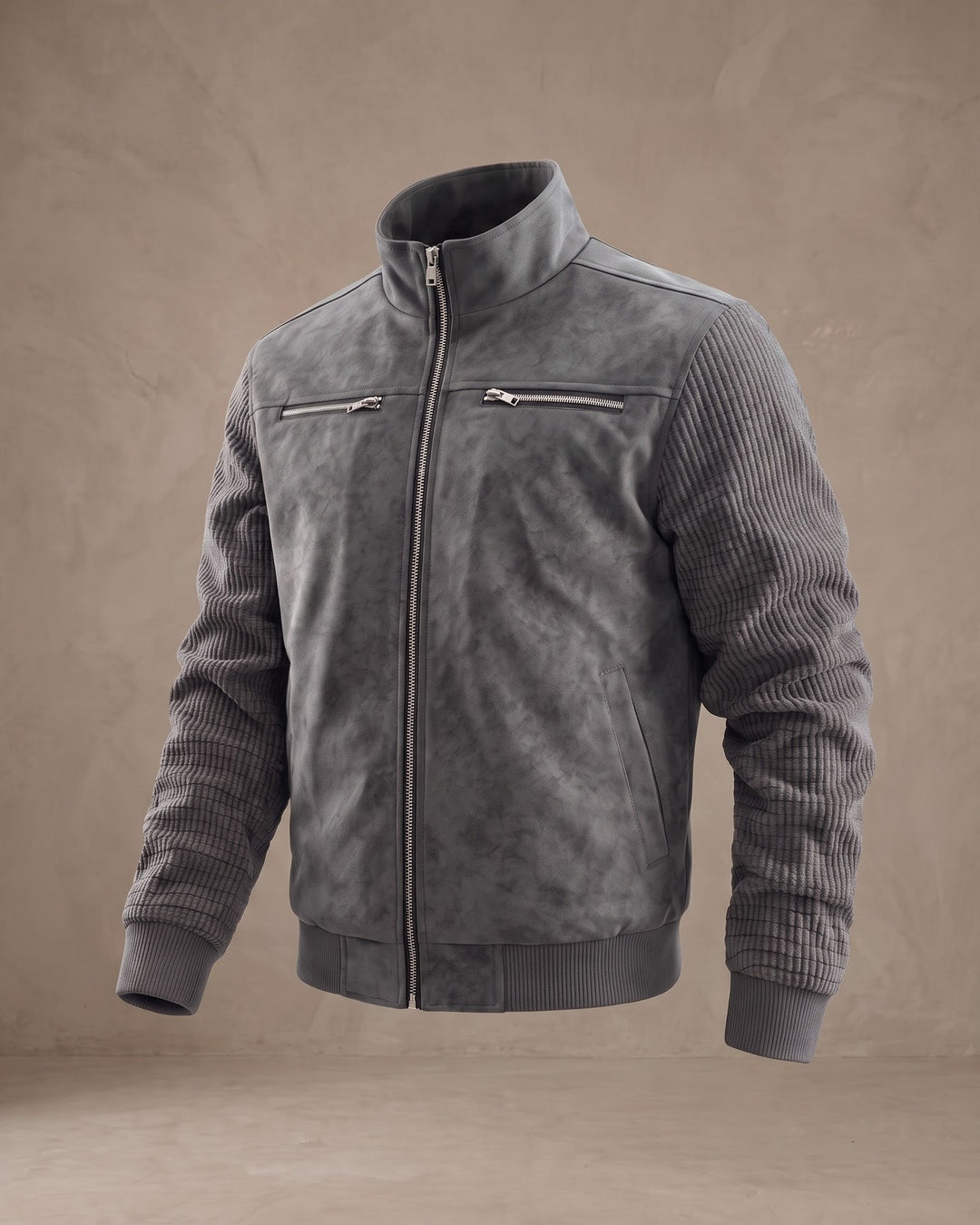Augusto Suede-Finish Mixed-Material Jacket
