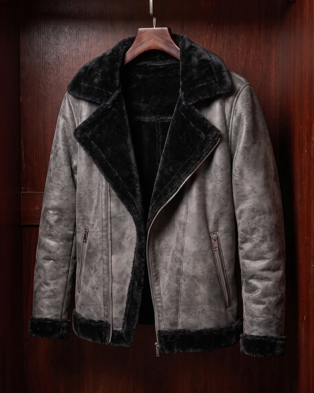 Antonio Faux Leather Shearling Jacket