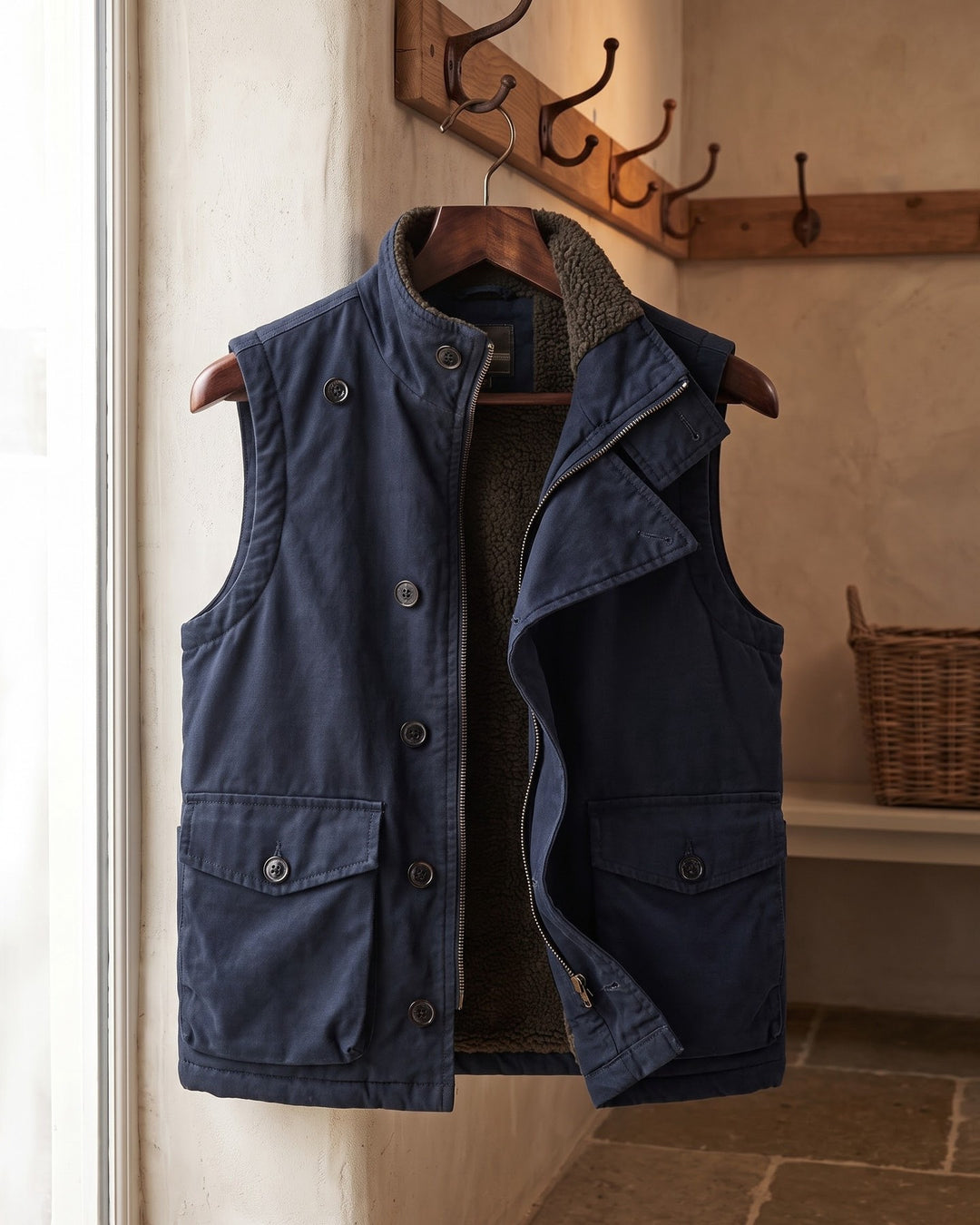 Lorenzo Cotton Sherpa-Lined Vest