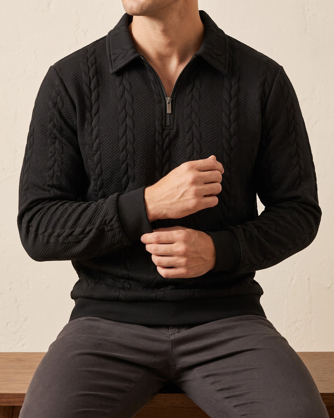 Rinaldo Cable-Jacquard Quarter-Zip