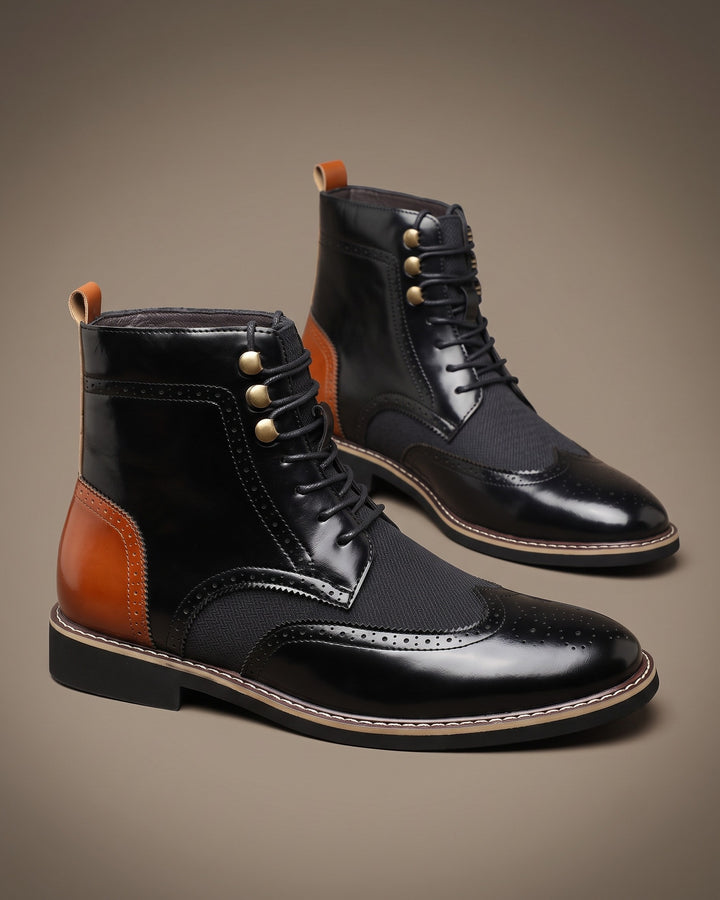 Giulio Faux Leather Wingtip Brogue Boots