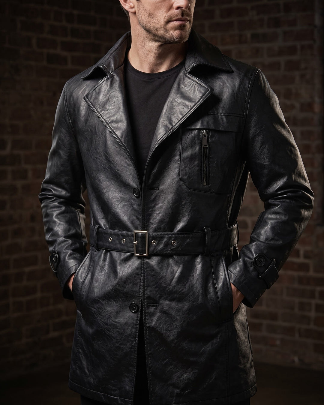 Dante Faux Leather Trench Coat