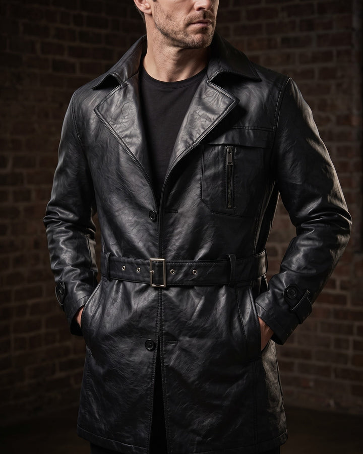 Dante Faux Leather Trench Coat