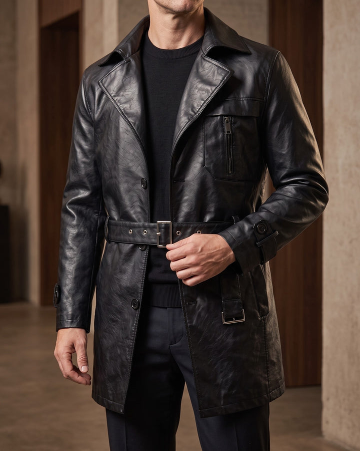 Dante Faux Leather Trench Coat