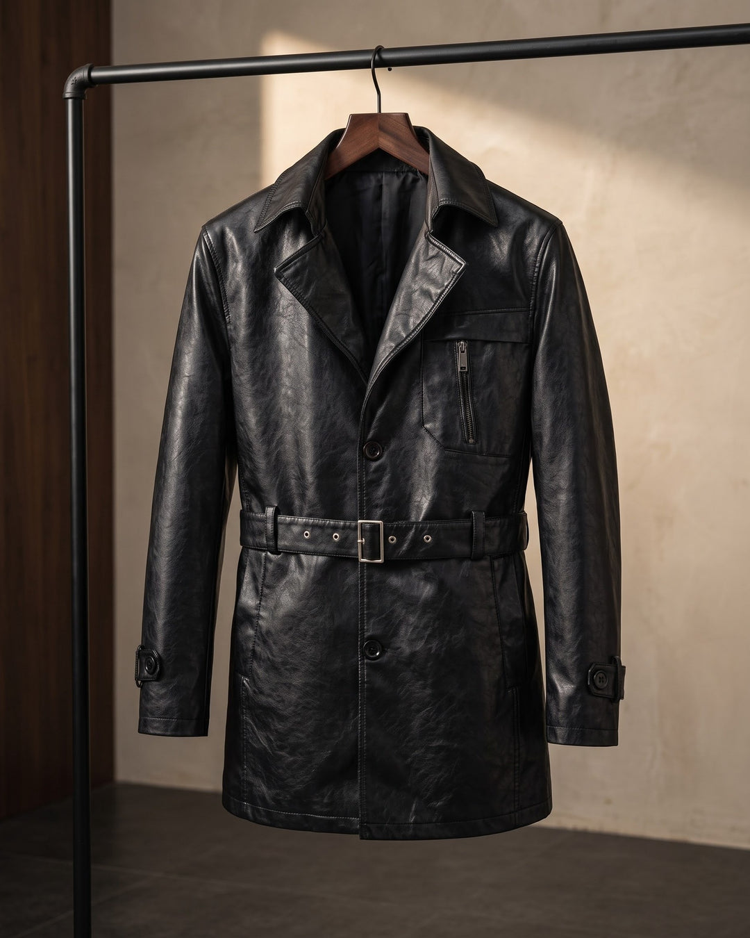 Dante Faux Leather Trench Coat