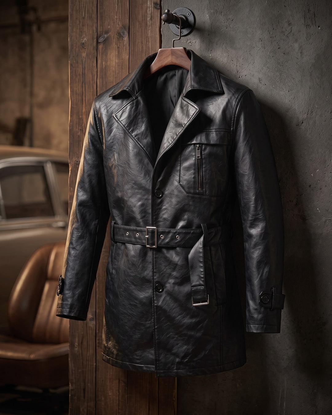 Dante Faux Leather Trench Coat