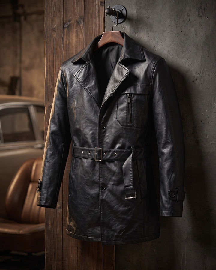 Dante Faux Leather Trench Coat