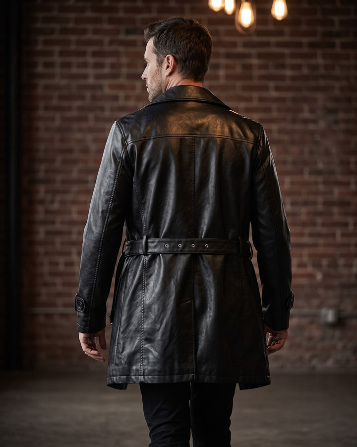 Dante Faux Leather Trench Coat