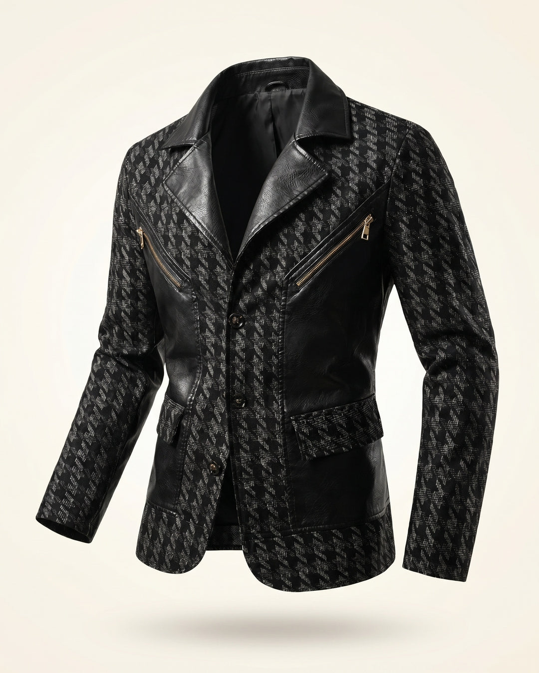 Santos Leather-Trim Houndstooth Jacket