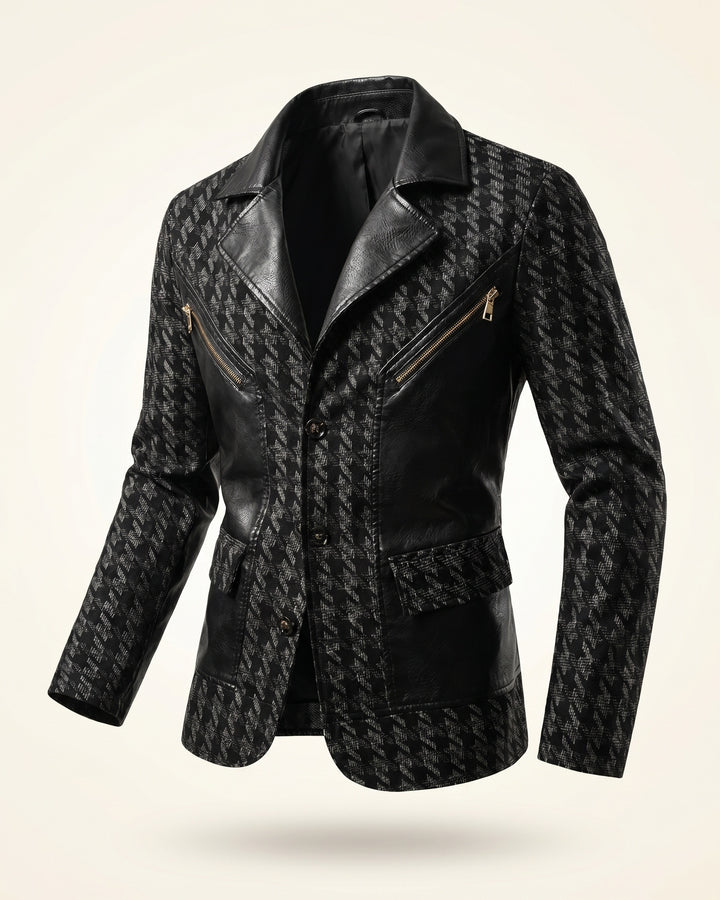 Santos Leather-Trim Houndstooth Jacket