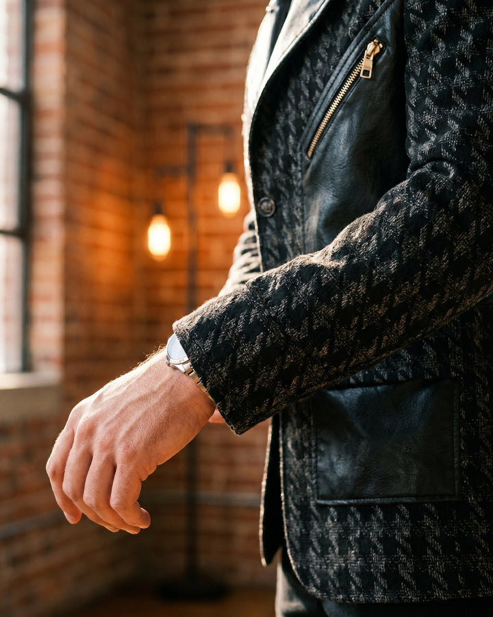 Santos Leather-Trim Houndstooth Jacket